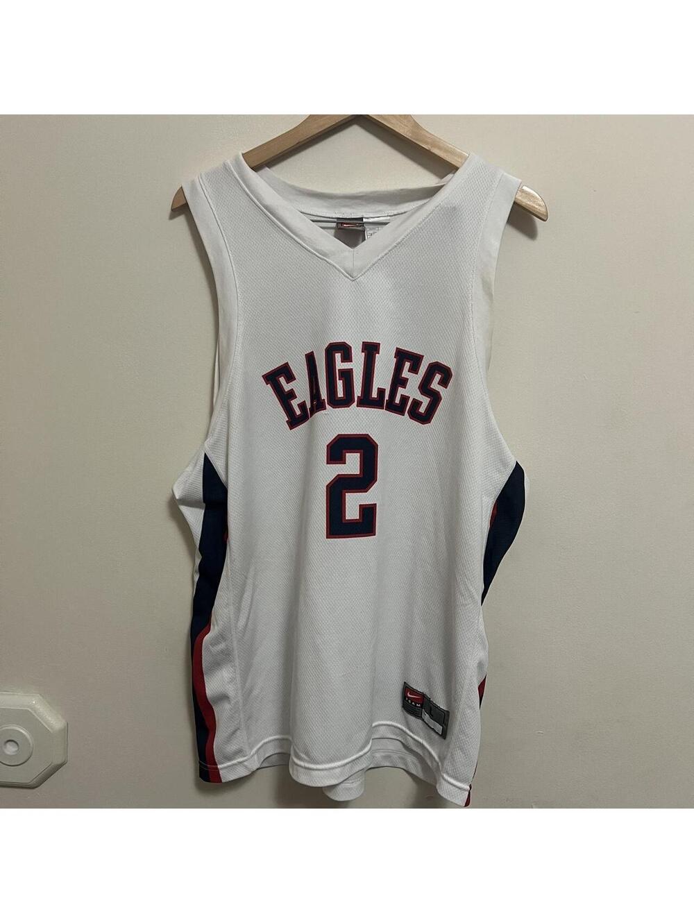 Vintage Nike Team Eagles #2 White Red Navy Basketball Jersey Large